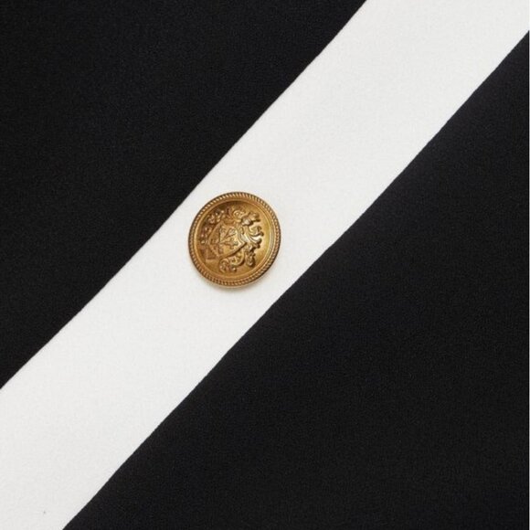 NWT Alice & Olivia Coley Button Mini Shift Dress Black/White Women Size 0 - Picture 6 of 15